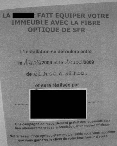 La .. fait équiper votre immeuble avec la fibre optique SFR fibreoptiqueimmeuble